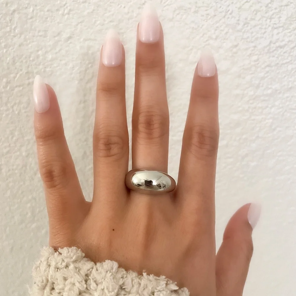 925 Sterling Silver Dome Ring Chunky Ring Thumb Ring Thick Ring Boho Ring